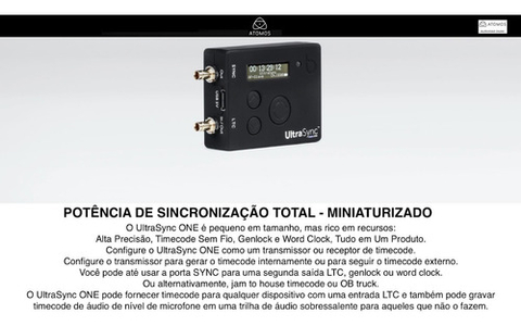 Atomos UltraSync ONE RF Timecode Sync para o AtomX Sync e Ninja V - tienda online