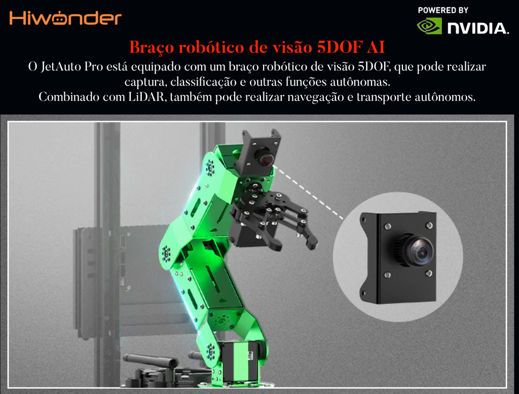 Imagem do HIWONDER JetAuto Pro ROS Robot Car with Vision Robotic Arm Powered by NVIDIA Jetson Nano Support SLAM Mapping/ Navigation/ Python (Advanced Kit)