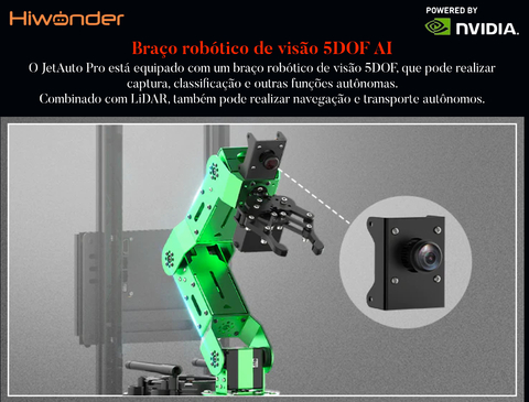 Imagem do HIWONDER JetAuto Pro ROS Robot Car with Vision Robotic Arm Powered by NVIDIA Jetson Nano Support SLAM Mapping/ Navigation/ Python (Advanced Kit)