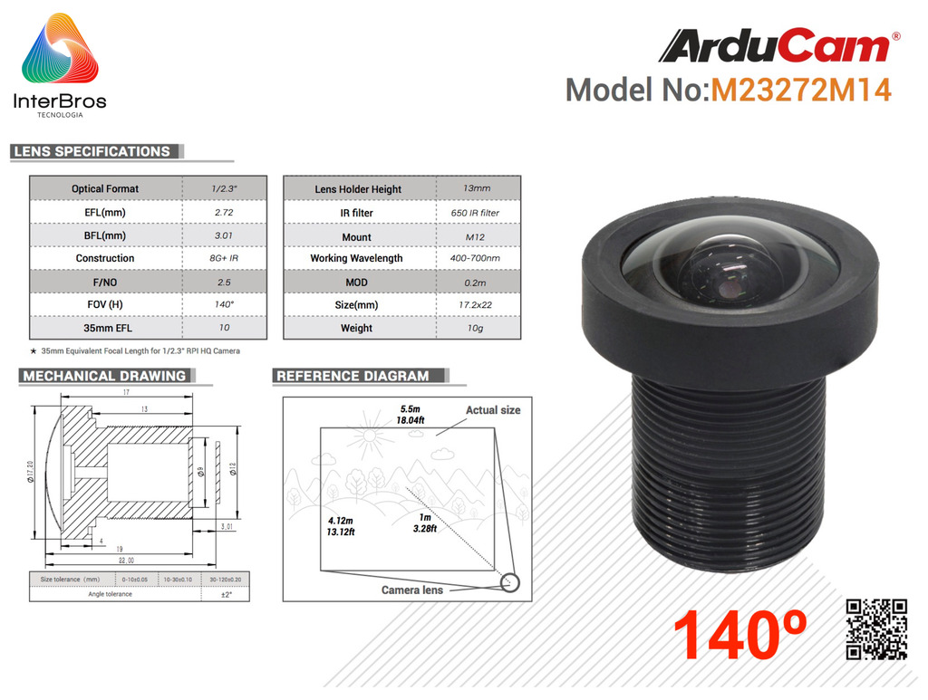 Imagem do Arducam M12 Lens Kit 6 for Raspberry Pi High Quality IMX477 Camera, Fisheye , Wide Angle , Telephoto M12 Camera Lenses with Lens Adapter LK003