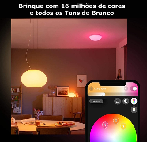 Philips Hue White & Color Ambiance Flourish Ceiling Light l 2ª Geração l Luminária de Teto Inteligente Plafon l Bluetooth e WiFi l Alto Fluxo Luminoso 2.250 lumen l LED Integrado l Compatível com Alexa, Apple Homekit & Google Assistant | Funciona com Bluetooth e/ou com a Hue Bridge na internet