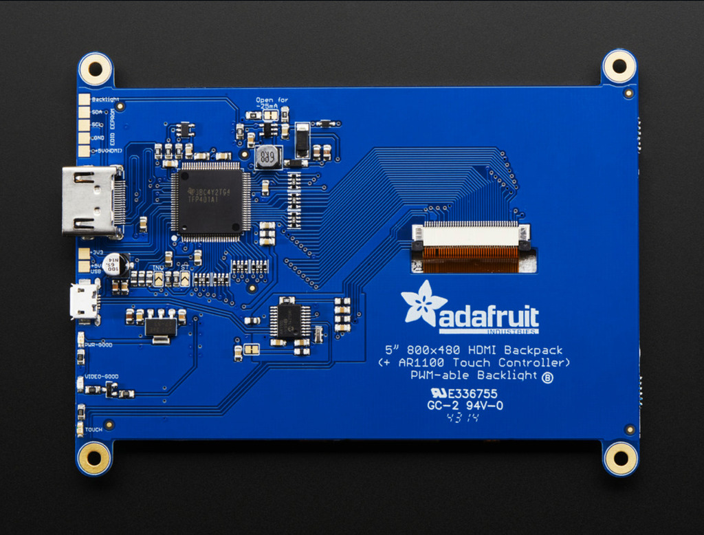 Imagem do AdaFruit Display Backpack HDMI 5" 800x480 With Resistive Touchscreen 2260