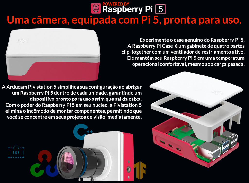 Imagem do Arducam Pivistation 5 Hawkeye, 64MP PDAF All-in-one Raspberry Pi 5 Camera Kit , B0513