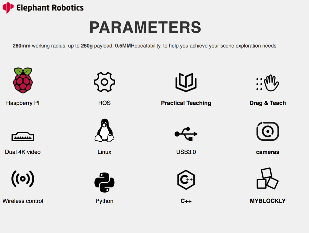 Imagem do Elephant Robotics myBuddy 280 , Double 6-Axies Collaborative Robot, Dual Arm Robot , Raspberry Pi