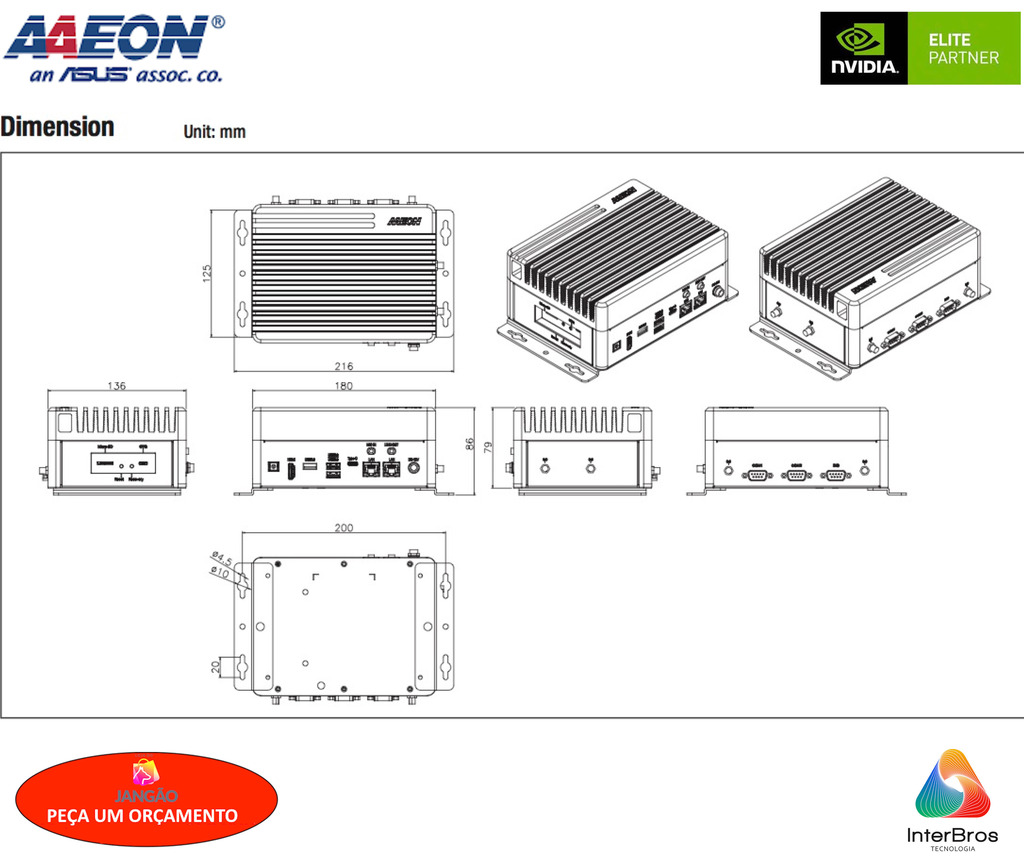 AAEON ASUS BOXER-8641AI , Computador Industrial , NVIDIA® Jetson AGX Orin(TM) 64GB