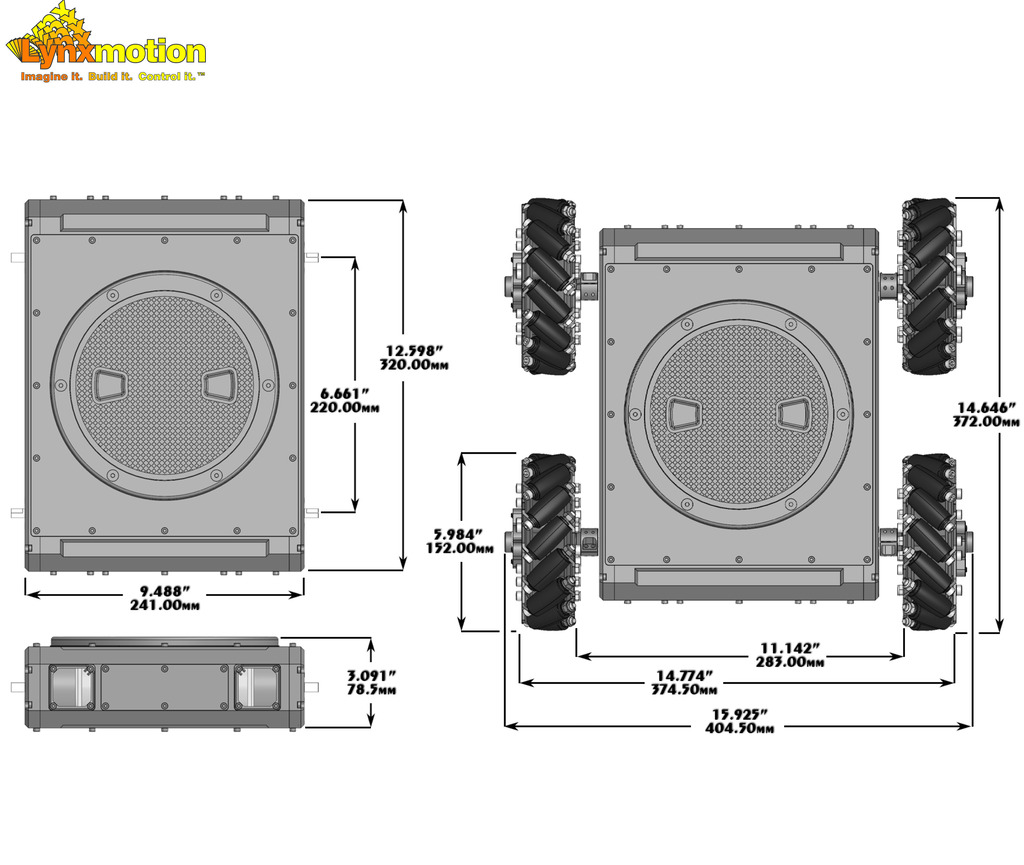 Lynxmotion A4WD3 Rugged Mecanum Rover Autonomous Kit - comprar online