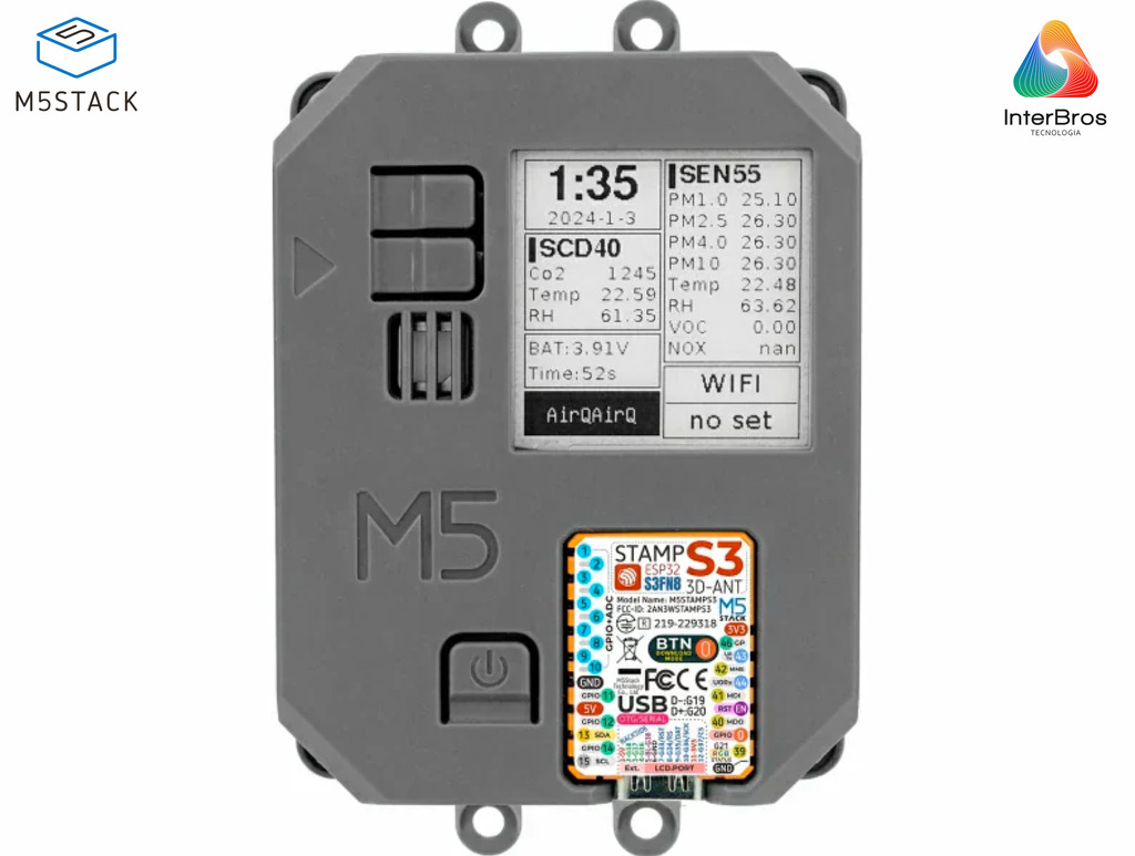 Imagem do M5STACK Air Quality Control Kit with M5StampS3 (SEN55, SCD40), CO2 , VOC , PM1.0, PM2.5, PM4, PM10 , K131