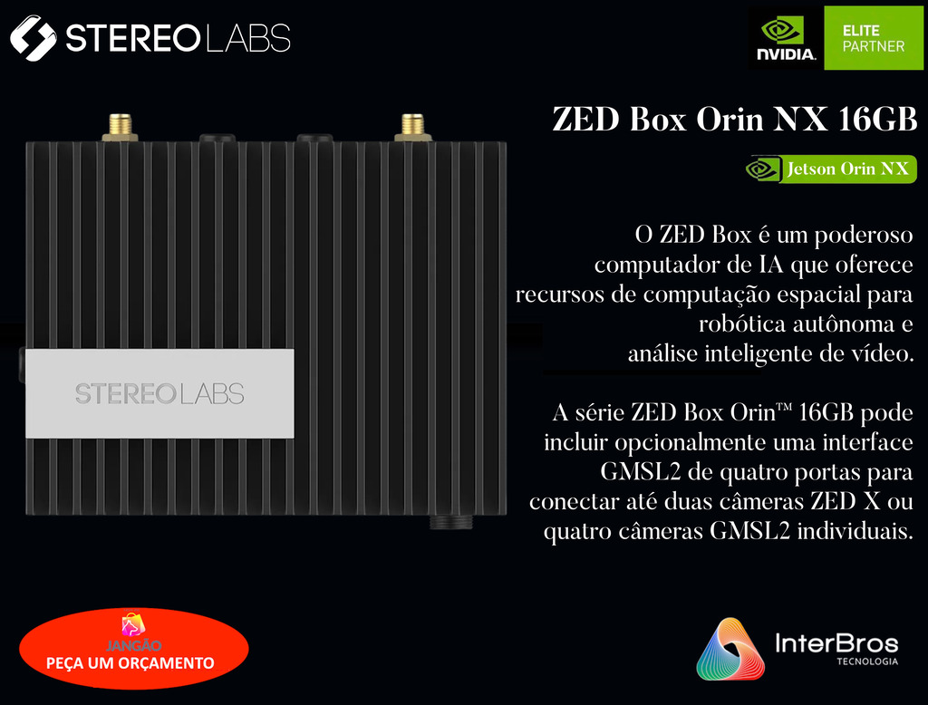 Imagem do StereoLabs Robotics Perception AI Kit , NVIDIA Jetson Orin NX 16GB , ZED X Stereo Depth Camera , Vision Sensors for Robotic Perception