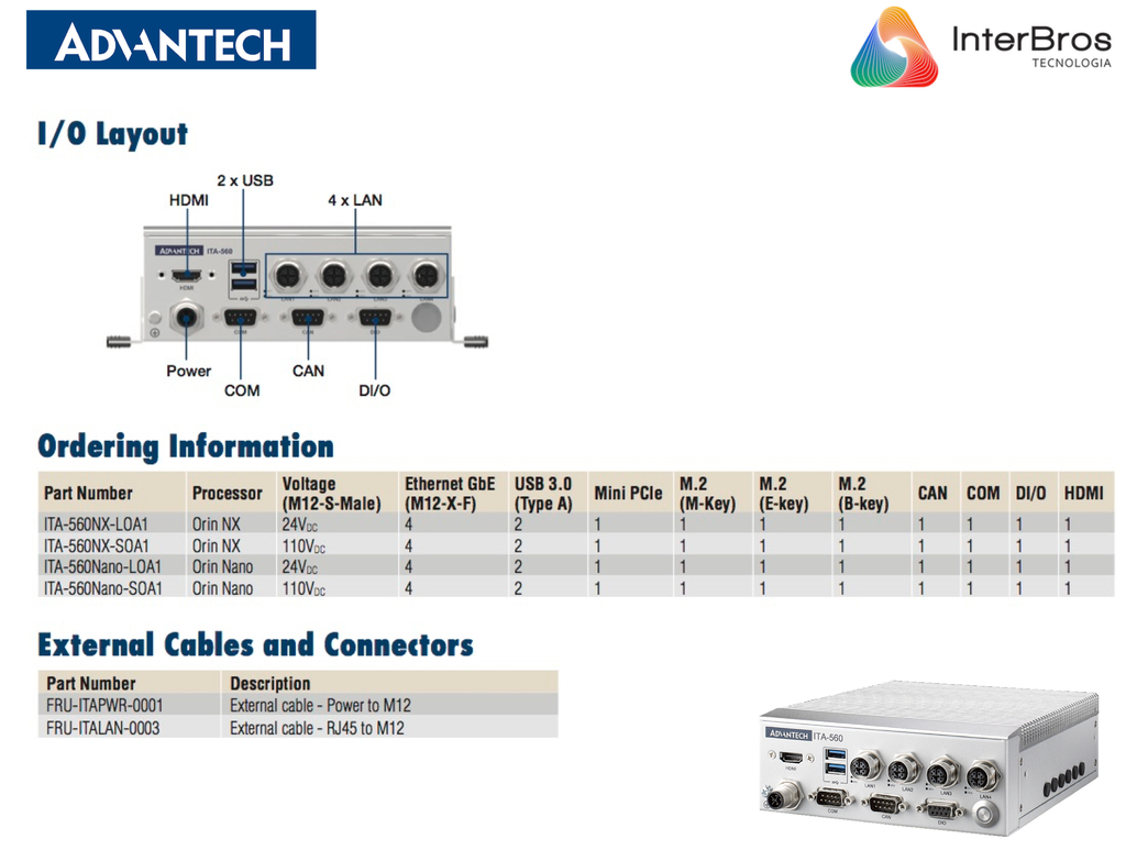 Advantech ITA-560Nano Jetson Orin Nano Rugged Computer Railway Certified , EN 50155 & EN 50121 Railway Power Standard - buy online