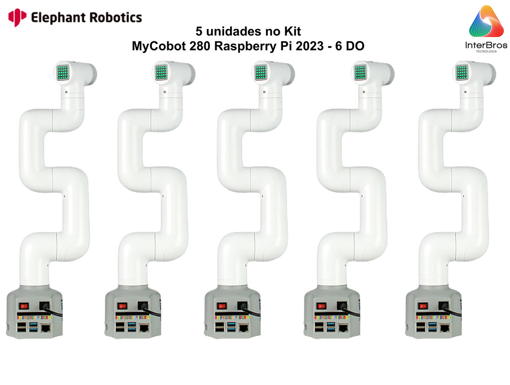 Elephant Robotics Robot Kit Bundle For Laboratory , 5 MechArm Pi + 5 AI Kits Artificial Intelligence , Braços Robóticos , Educacional , Treinamento , Pesquisa , +12 anos