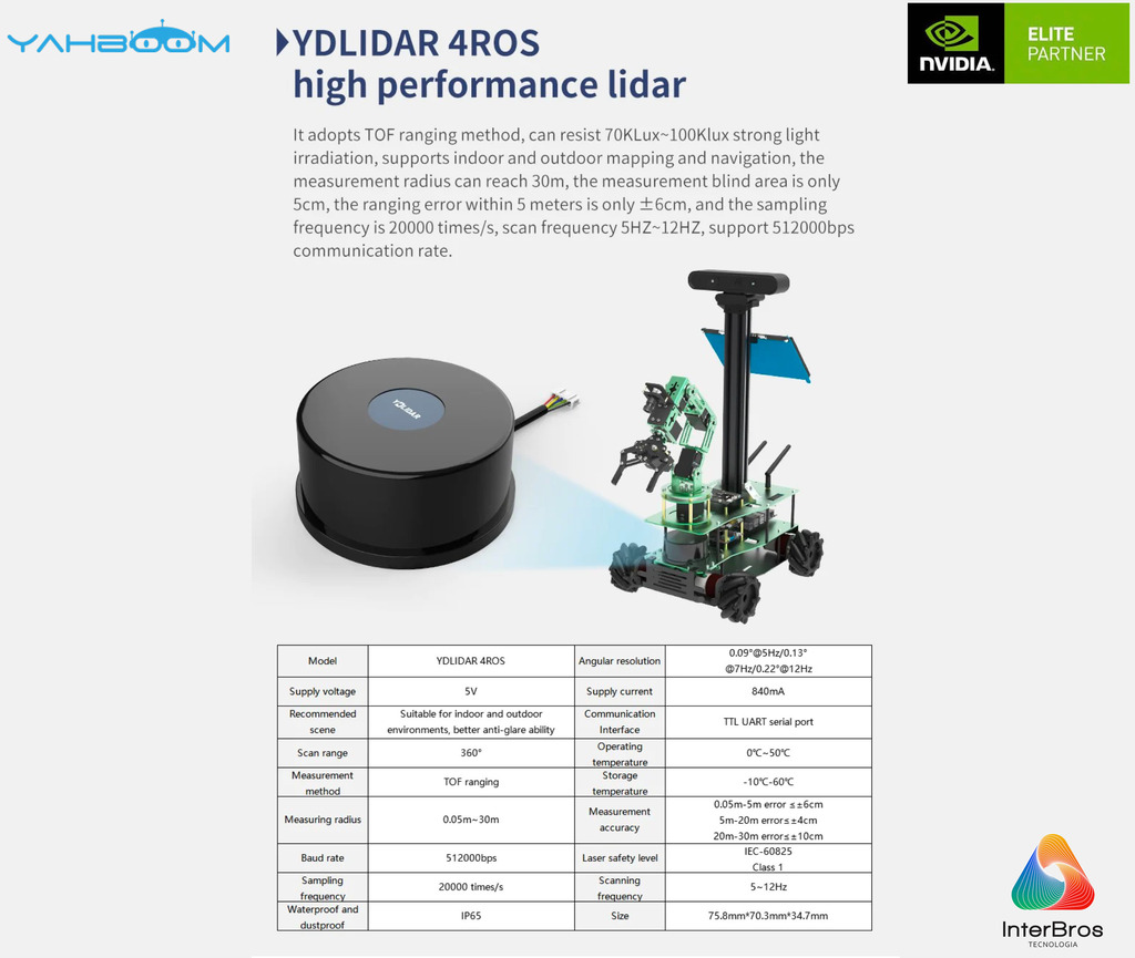 Imagem do Yahboom ROSMASTER X3 Plus ROS2 Robot with Mecanum Wheel & 6DOF Arm, NVIDIA Módulo Jetson Orin NX 16GB , ORIN NANO ou Raspberry Pi