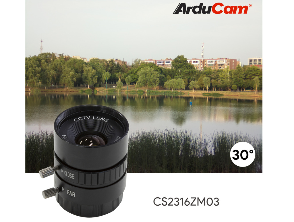 Arducam CS-Mount Lens Kit for Raspberry Pi HQ Camera (Type 1/2.3), 6mm to 25mm Focal Lengths, 65 to 14 Degrees, Telephoto, Wide Angle, Pack of 5 , LK004 - Loja do Jangão - InterBros