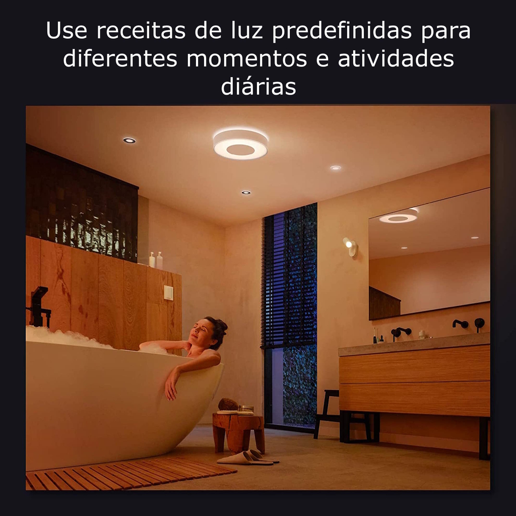 Imagem do Philips Hue White & Color Ambiance Xamento Medium l Bathroom Smart Ceiling l Luminária Plafon de Teto Inteligente Média l Feita para Banheiros l A Prova D' Água l WiFi e Bluetooth l Fluxo Luminoso 2.350 lumen l LED Integrado l Compatível com Alexa, Apple Homekit & Google Assistant l Requer Hue(TM) Bridge