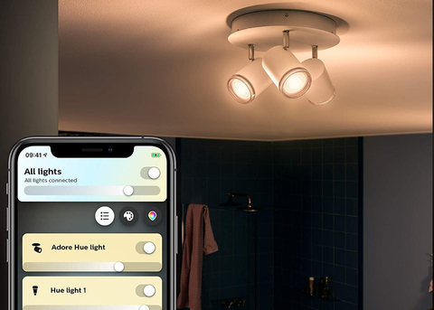 Philips Hue White Ambiance Adore Bathroom l Bluetooth l Smart Ceiling Light 3 Spots l Luminária Spot de Teto para Banheiros l Funciona com Bluetooth e/ou com a Hue Bridge