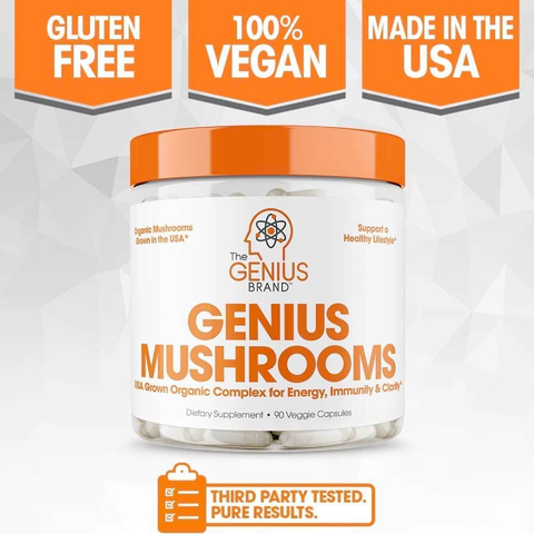 Genius Mushroom Cogumelos Lions Mane (Juba de Leão), Cordyceps e Reishi Suplemento Nootrópico 90 Cápsulas Vegetais - comprar online