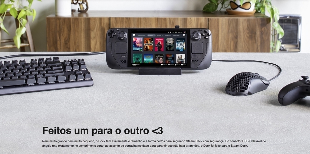 Imagem do Valve Handheld Steam Deck l 256GB NVMe SSD l 7" Touchscreen l All-in-one portable PC gaming l Full-featured gaming PC l PC Gamer Portátil l Recursos completos de PC l O portátil para jogos mais poderoso e completo do mundo l O dispositivo gamer mais esperado dos últimos anos