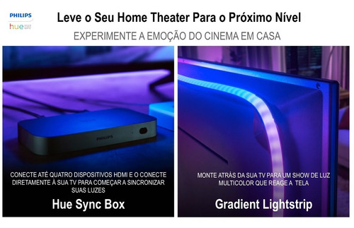 Philips Hue Play Gradient Lightstrip 75" + Hue Hdmi Sync Box TVs maiores de 75" - loja online