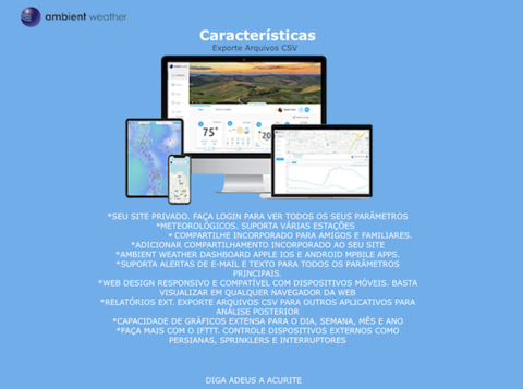 Image of Ambient Weather WS-2000 Estação Metereológica Ultrassônica WiFi Compatível com Alexa e Google Internet Conectada