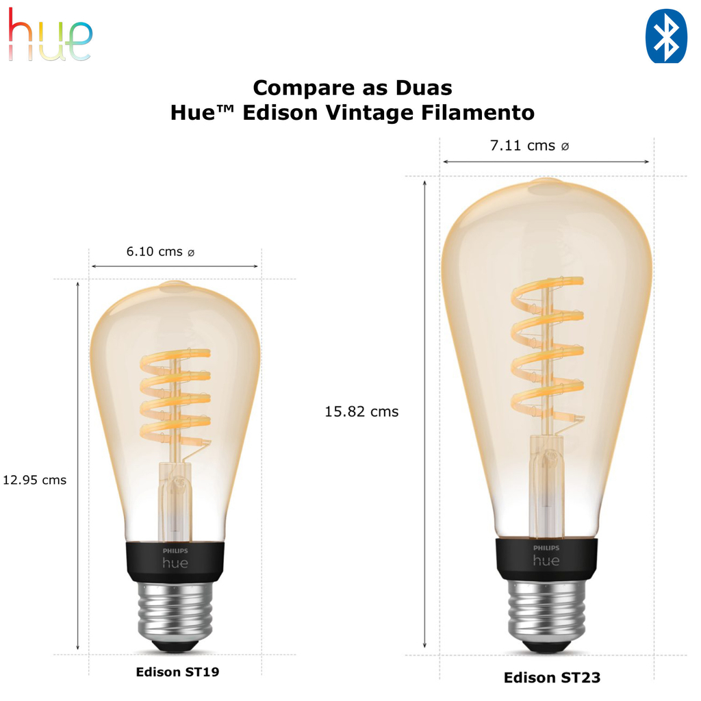 Imagem do Philips Hue White Ambiance Dimmable Smart Filament l Estilo Edison ST19 l Lâmpada LED de Filamento Vintage l 2ª Geração l Mais Brilhantes l Branco Quente a Branco Frio | Compatível com Alexa, Apple Homekit & Google Assistant | Funciona com Bluetooth e/ou com a Hue Bridge