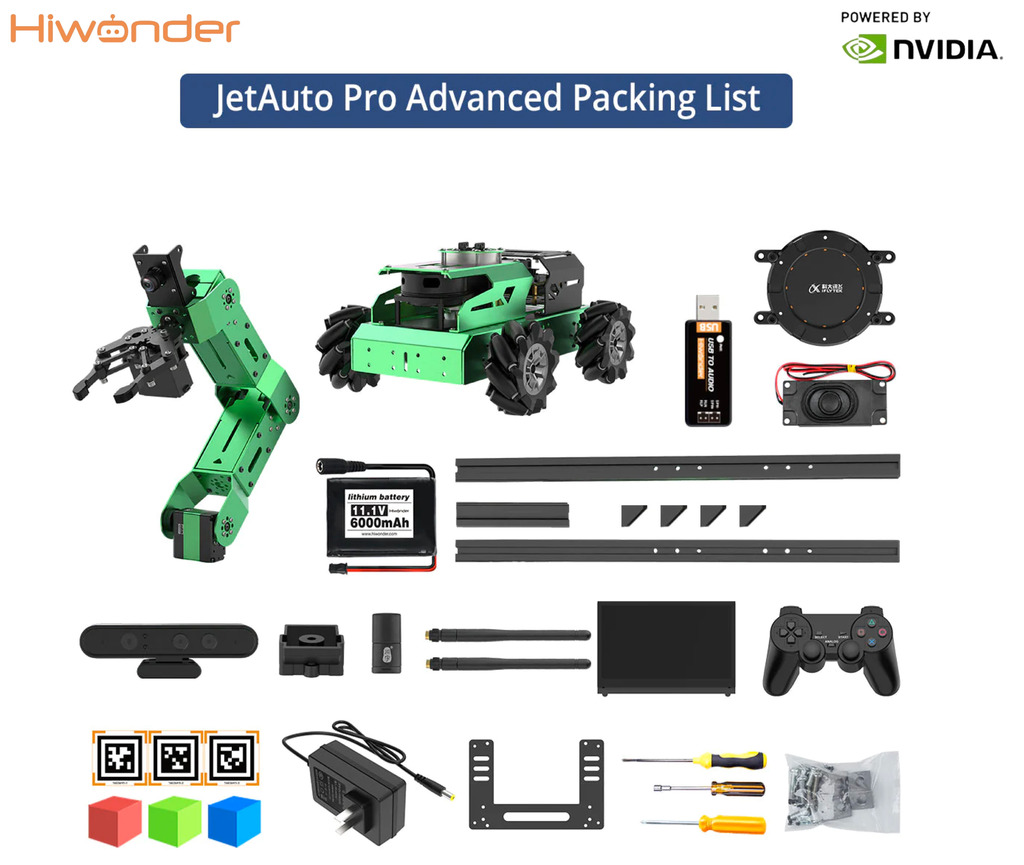 HIWONDER JetAuto Pro ROS Robot Car with Vision Robotic Arm Powered by NVIDIA Jetson Nano Support SLAM Mapping/ Navigation/ Python (Advanced Kit） - Loja do Jangão - InterBros