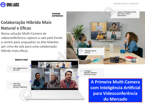 Image of Owl Labs Meeting Owl 3 360° 1080p + OWL BAR 4K Frontal , Sistema Multi-Câmera de Videoconferência Inteligente