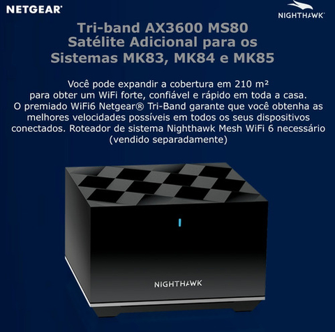 Netgear Nighthawk MS80 WiFi6 Mesh Satélite Adicional 210m² - comprar online