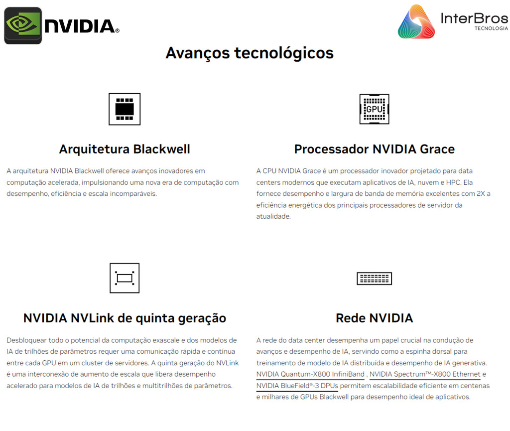 NVIDIA GB200 NVL72 , GB200 Grace Blackwell Superchip - Loja do Jangão - InterBros