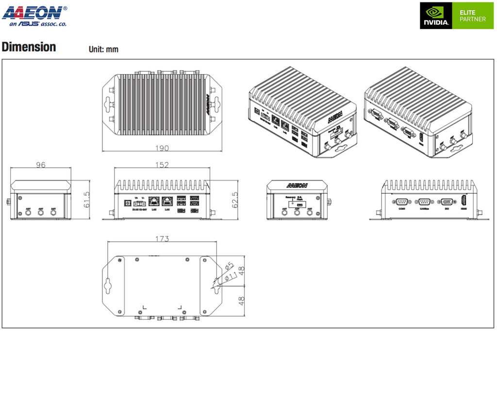 AAEON ASUS BOXER-8652AI , Computador Industrial , NVIDIA® Jetson Orin(TM) NX 8GB