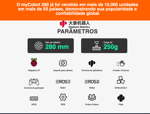 Elephant Robotics MyCobot 280 Raspberry Pi 2023 - 6 DOF , Collaborative Robotic Arm ( Raspberry Pi Version) , Educacional , Industrial , +8 anos - buy online