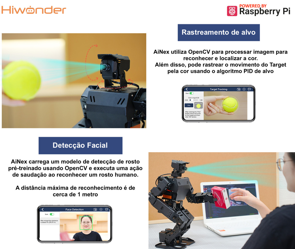 Image of Hiwonder AiNex ROS Education AI Vision Humanoid Robot Powered by Raspberry Pi 4B , Developer Kit Humanóide Algoritmo de Cinemática Inversa , Desenvolvido para Aprendizado e Ensino , Idade: 15+