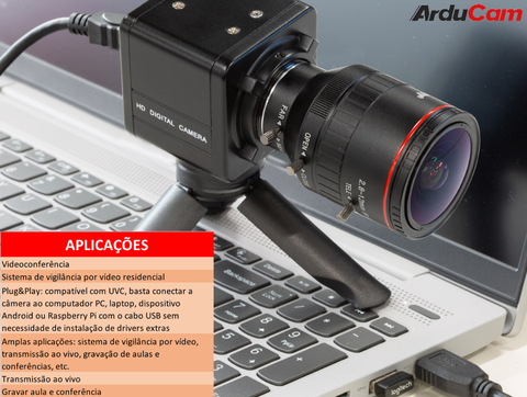 Arducam High Quality Complete USB Camera Bundle, 12MP 1/2.3 Inch 477P Camera Module with 2.8-12mm Varifocal Lens C20280M12, Metal Enclosure, Tripod and USB Cable , B0288 - Loja do Jangão - InterBros