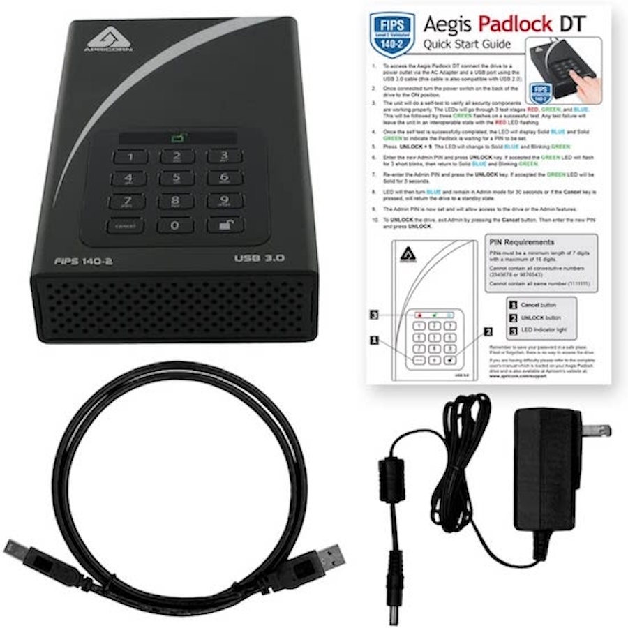 Apricorn 2 TB | USB 3.0 Hard Drive | Aegis Padlock AES-XTS 256-Bits | Disco Rígido Desktop | Criptografia de Grau Militar - comprar online