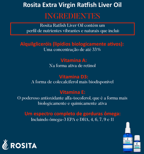 Rosita Extra Virgin Ratfish Liver Oil, Suplemento Alimentar Premium Gourmet, Puro Óleo de Fígado Extra Virgem de Ratfish, Impulsionador da Glândula Pineal, Made in Noruega en internet