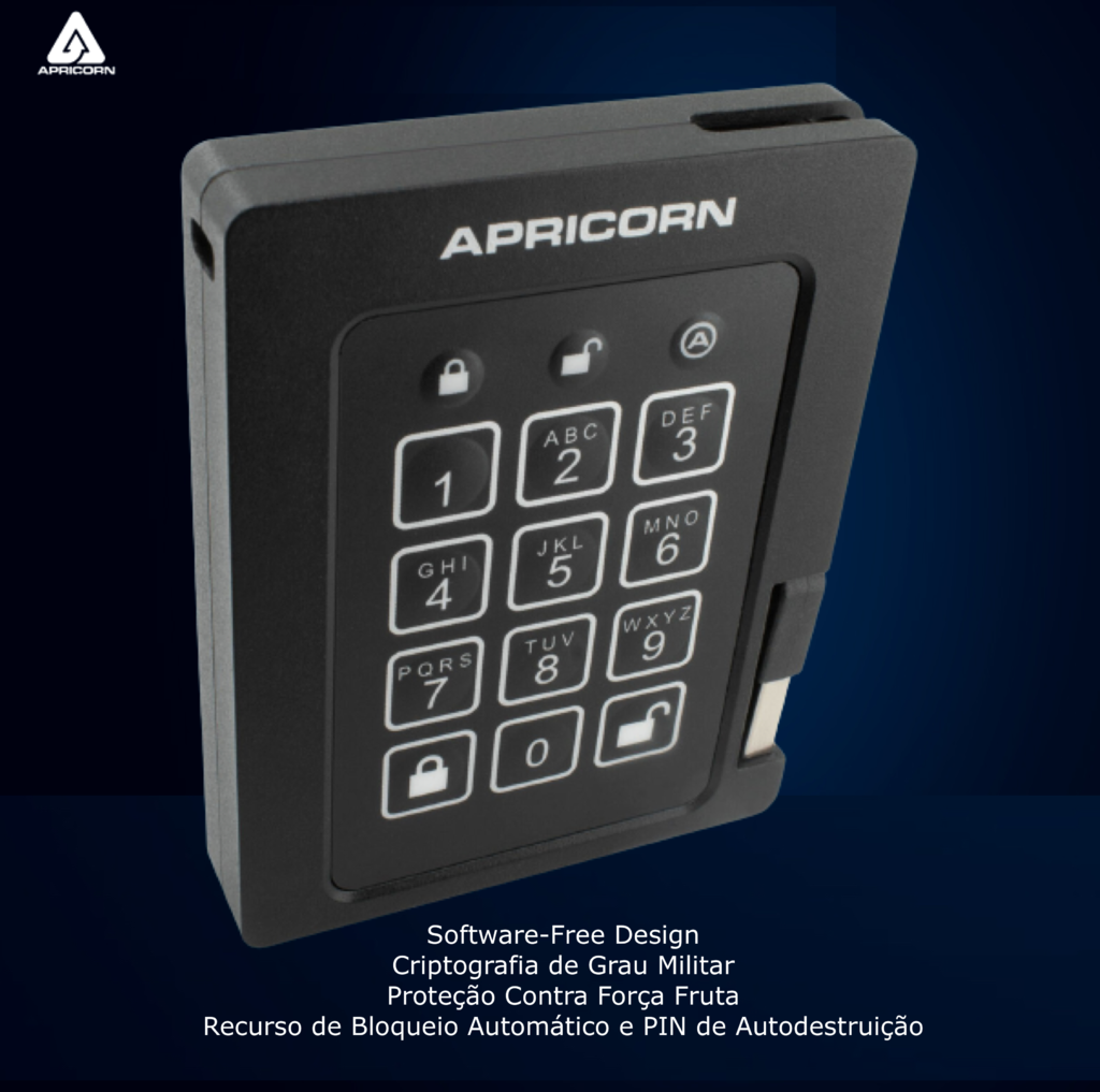 Apricorn Aegis 2 TB Padlock | SSD Portátil | USB 3.0 Robusto | Aegis Padlock FIPS 140-2 256-Bits | Criptografia de Grau Militar - comprar online
