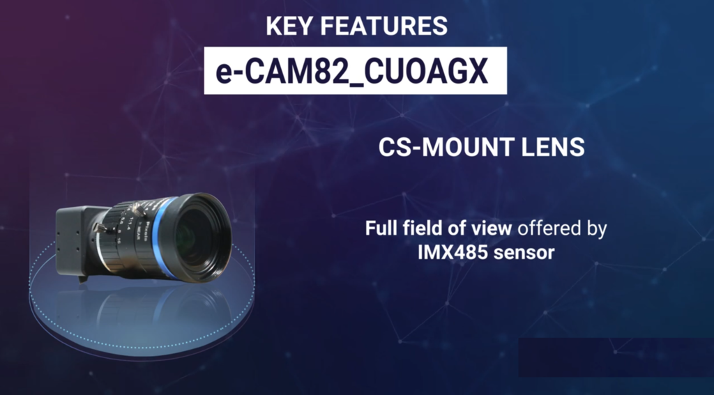 e-Con Systems e-CAM82_CUOAGX 8MP | 4K SONY STARVIS(TM) IMX485 | Ultra Low Light Camera para o NVIDIA® Jetson AGX Orin(TM) e Jetson AGX Xavier(TM)