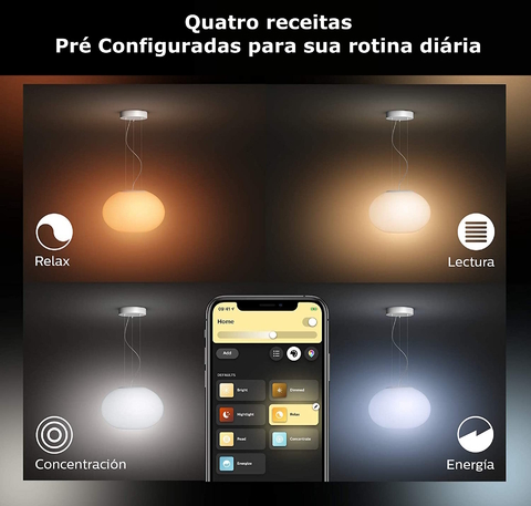 Philips Hue White & Color Ambiance Flourish Pendant Light l 2ª Geração l Luminária Pendente Inteligente l Bluetooth e WiFi l Alto Fluxo Luminoso 2.750 lumen l LED Integrado l Compatível com Alexa, Apple Homekit & Google Assistant | Funciona com Bluetooth e/ou com a Hue Bridge - loja online