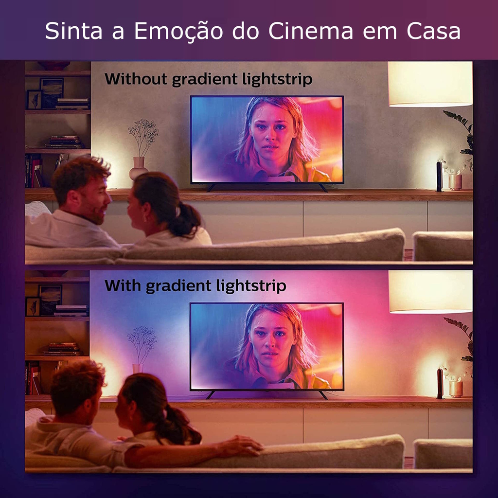 Philips Hue Play Gradient Lightstrip Fita de LED 75" + Hue Light Tube Large + Hue Sync Box TVs Maiores do que 75" - Loja do Jangão - InterBros