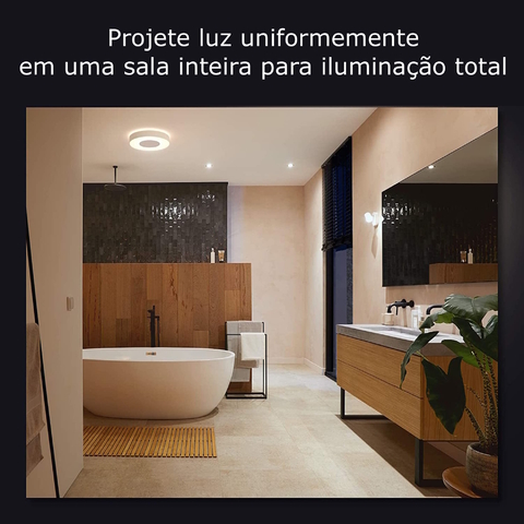 Philips Hue White & Color Ambiance Xamento Large l Bathroom Smart Ceiling l Luminária de Teto Inteligente Grande l Feita para Banheiros l A Prova D' Água l WiFi e Bluetooth l Alto Fluxo Luminoso 3.700 lumen l LED Integrado l Compatível com Alexa, Apple Homekit & Google Assistant l Requer Hue(TM) Bridge