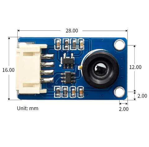 Waveshare MLX90641 IR Array Thermal Imaging Camera, 16×12 Pixels, 55° FOV , Módulo Câmera Termográfica , Compatível com Raspberry Pi