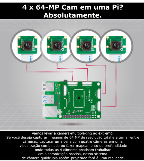 Raspberry Pi 4 Computer Model B 4GB RAM + Arducam Camera Hawk Eye 64MP - comprar online