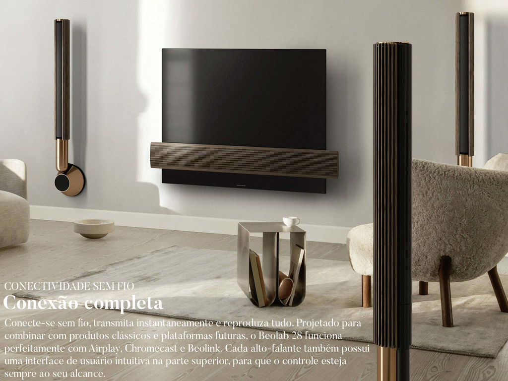 Bang & Olufsen Beolab 28 l Grey Melange l Wireless Stereo Speakers for Home Cinema l Som Estéreo de Grau de Estúdio l Aparências Elegantes l Grave Poderoso l 1.250 Watts l Wi-Fi & Bluetooth l Chromecast & Google Assistant Integrados l Compatível com Apple 2 & Spotify Connect l Recomendado para áreas de 15m² até 50m²