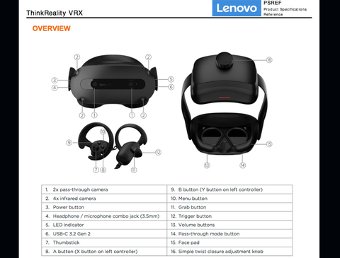 Lenovo ThinkReality VRX All-in-one headset Virtual Reality / Mixed Reality 12DE0003US - buy online