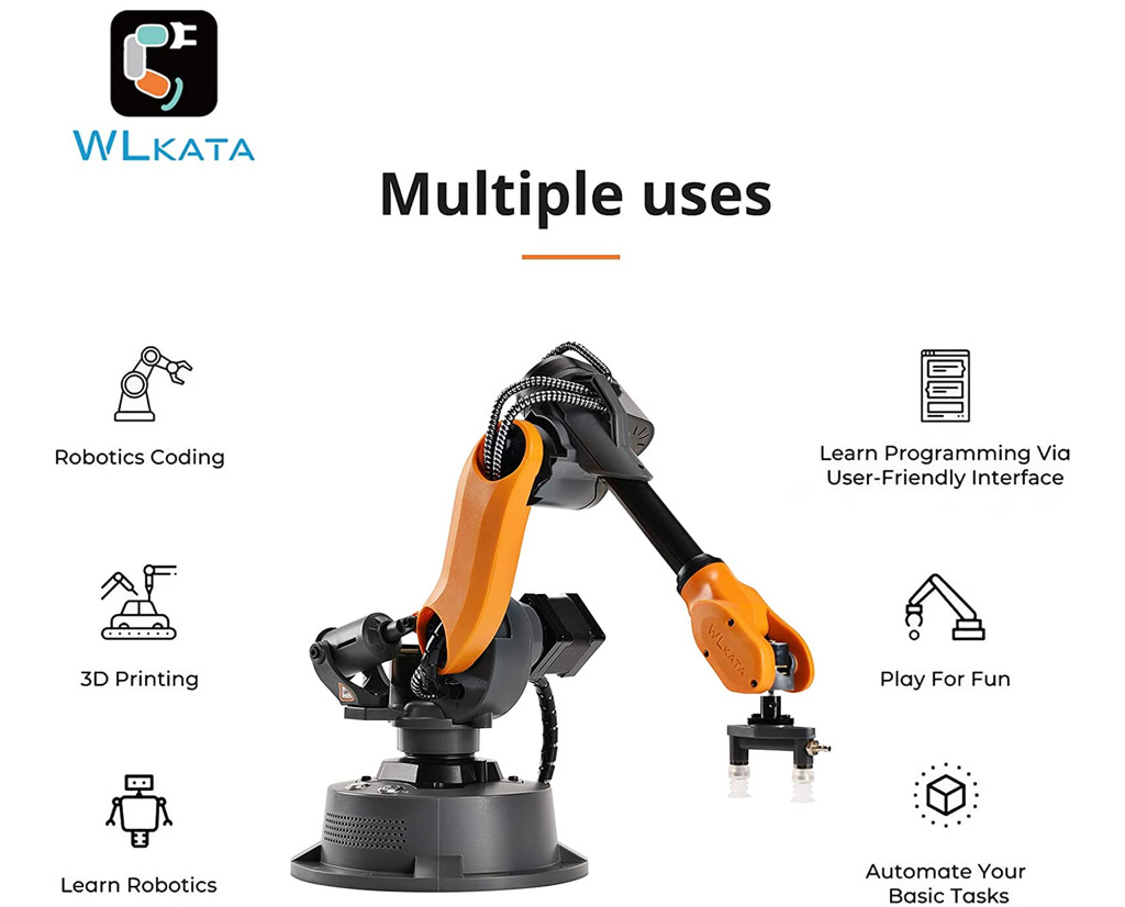 Wlkata Mirobot Professional Kit , 6 Axis Robotic Arm Open Source Dev Kit, Simulação de Fábrica 4.0 Inteligente & Educação AIoT , +5 anos , New , Upgraded - loja online