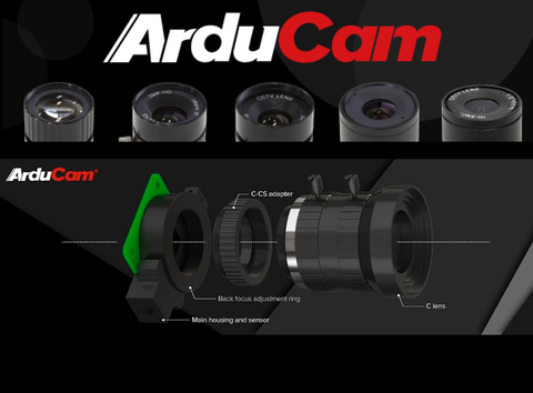 Arducam C-Mount Lens for 12MP IMX477 Raspberry Pi HQ Camera, 16mm Focal Length with C-CS Adapter，Manual Focus and Aperture Adjustment , LN046 - Loja do Jangão - InterBros