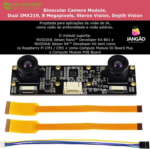 Waveshare Binocular Camera Depth Stereo Module 8MP | Sensor Sony IMX219 | Raspberry Pi | Nvidia Jetson Nano | Nvidia Jetson NX - comprar online