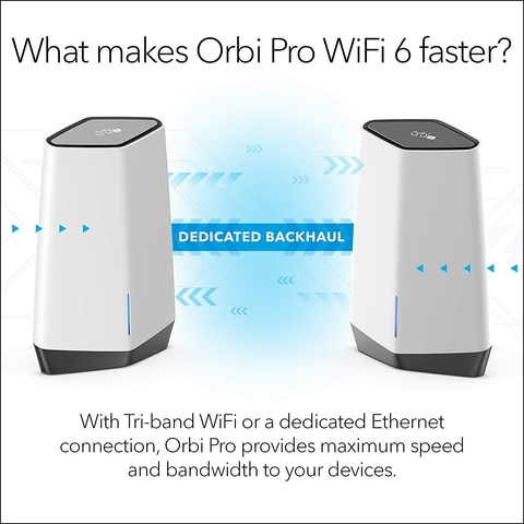 Netgear Orbi Pro SXK80B2 AX6000 WiFi6 Mesh Até 6Gbps | 4 SSIDs, VLAN, QoS | Triband Gigabit Mesh | 550m² - buy online