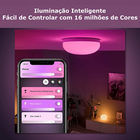 Philips Hue White & Color Ambiance Flourish Ceiling Light l 2ª Geração l Luminária de Teto Inteligente Plafon l Bluetooth e WiFi l Alto Fluxo Luminoso 2.250 lumen l LED Integrado l Compatível com Alexa, Apple Homekit & Google Assistant | Funciona com Bluetooth e/ou com a Hue Bridge - loja online