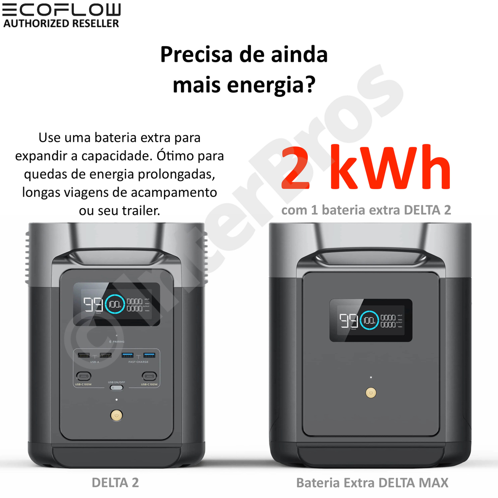 EcoFlow Extra Battery for Delta 2 Bateria Extra para Estação de Energia Doméstica Portátil Bateria Inteligente - Loja do Jangão - InterBros