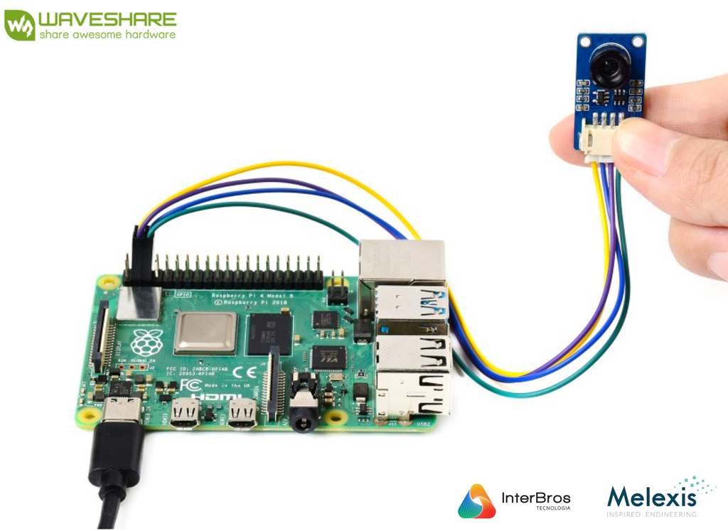 Imagen de Waveshare MLX90640 IR Array Thermal Imaging Camera, 32×24 Pixels, 110° FOV , Módulo Câmera Termográfica , Compatível com Raspberry Pi