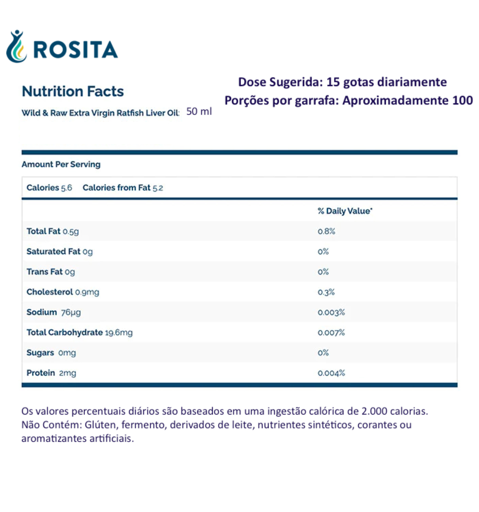 Rosita Extra Virgin Ratfish Liver Oil, Suplemento Alimentar Premium Gourmet, Puro Óleo de Fígado Extra Virgem de Ratfish, Impulsionador da Glândula Pineal, Made in Noruega on internet